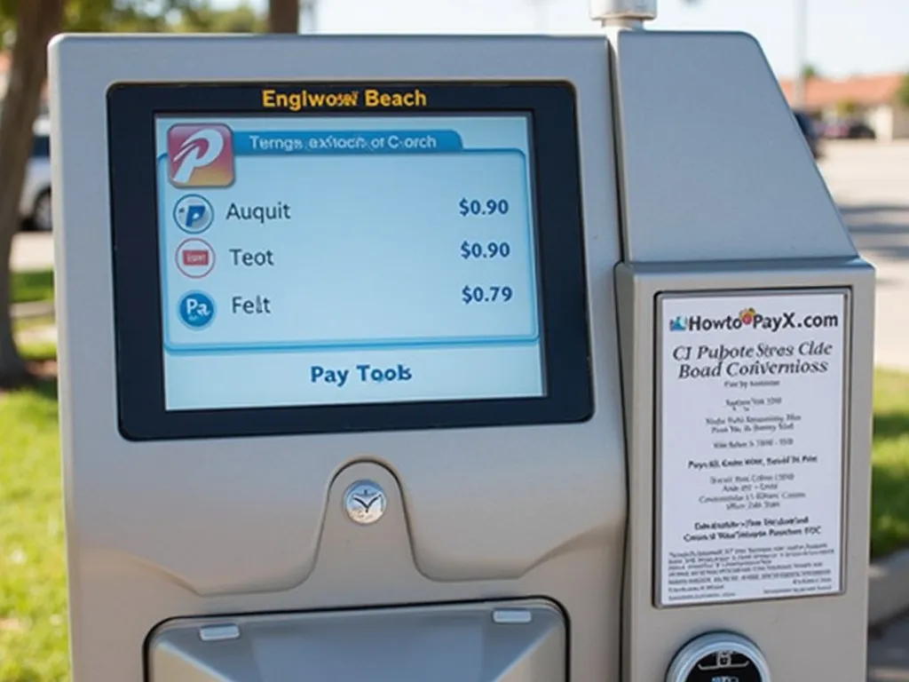 A closeup of a parking kiosk at Englewood Beach